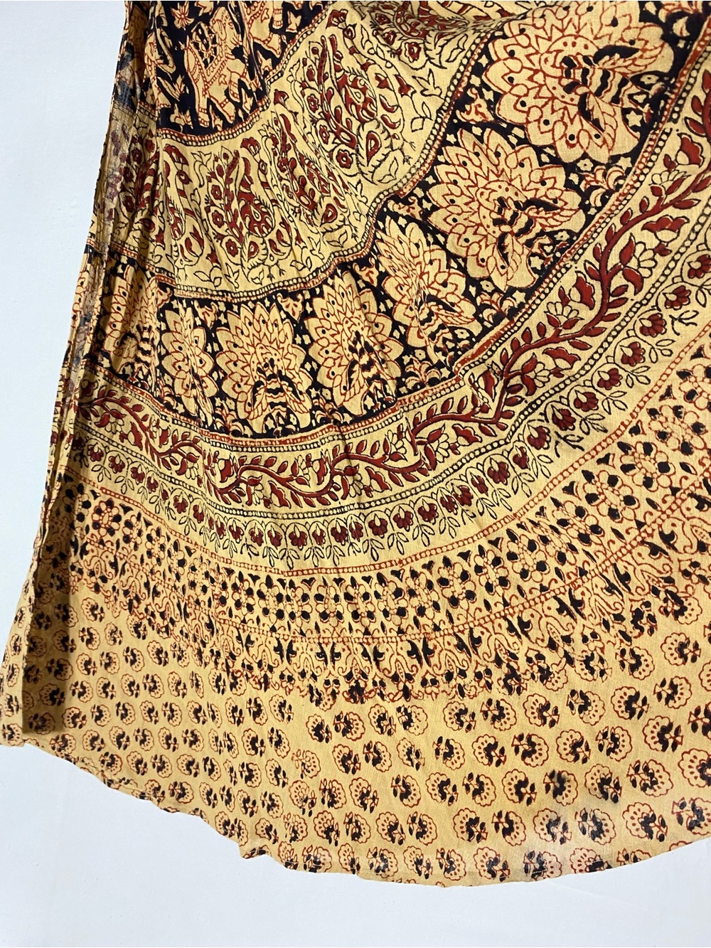 Vintage 70s Style Indian Cotton Elephant Print Maxi Length Wrap Skirt Boho L - Picture 7 of 13